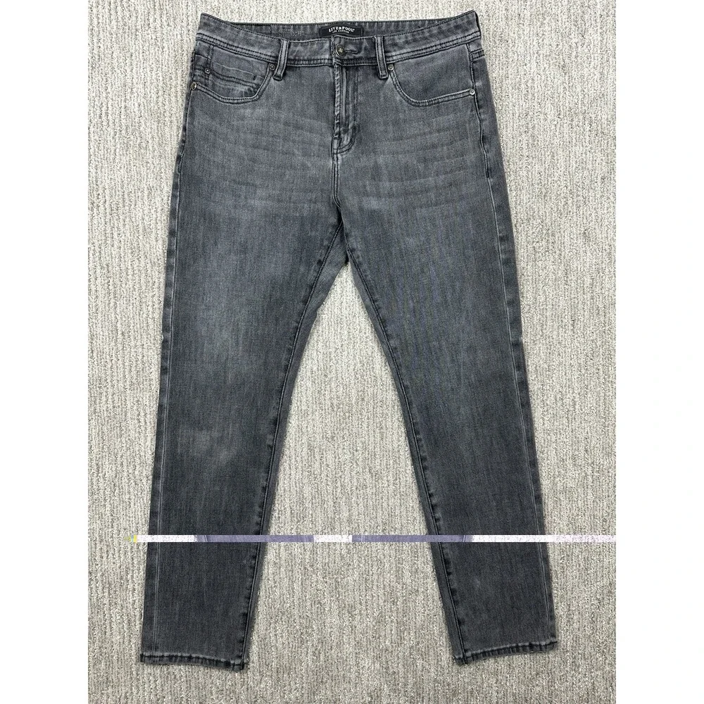 Liverpool Modern Straight Men's 5-Pocket Stretch Denim Jeans Gray Men's 35X32